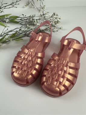 Mini Melissa Pink Glitter Jelly Sandals Toddler Size 13